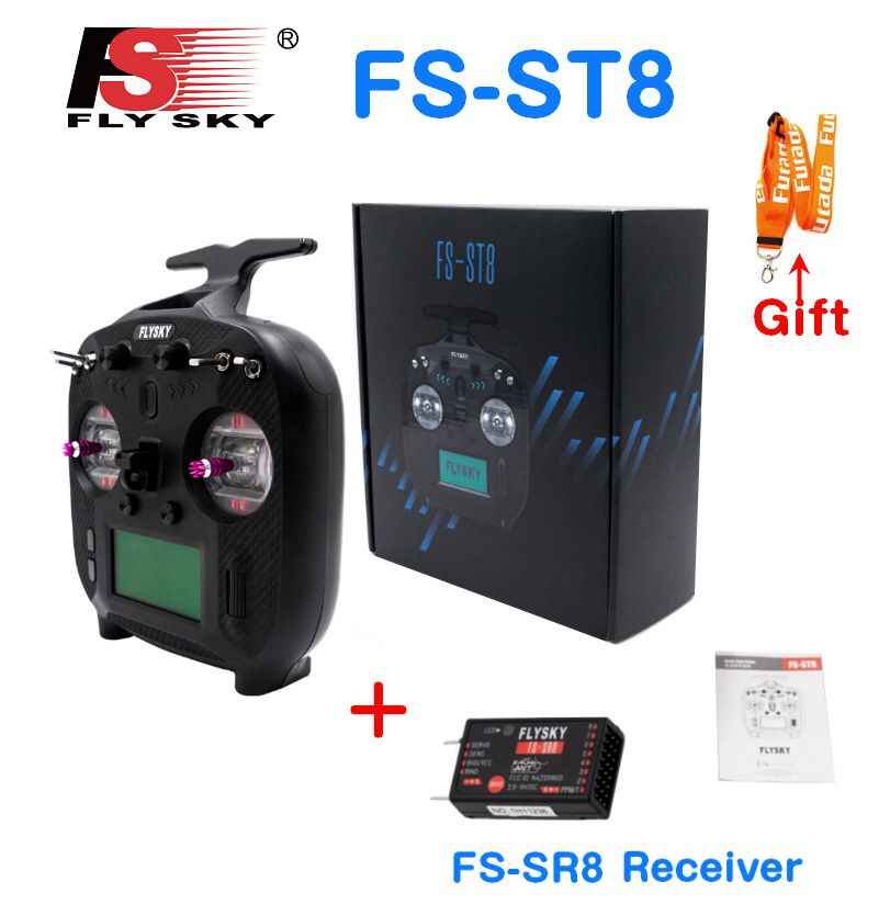 FLYSKY FS-ST8 2.4G 10CH ANT RGBistant 3.0 Radio Transmitter With FS-SR8 Receiver For Airplane Car Boat Robot FPV Drone Official Set