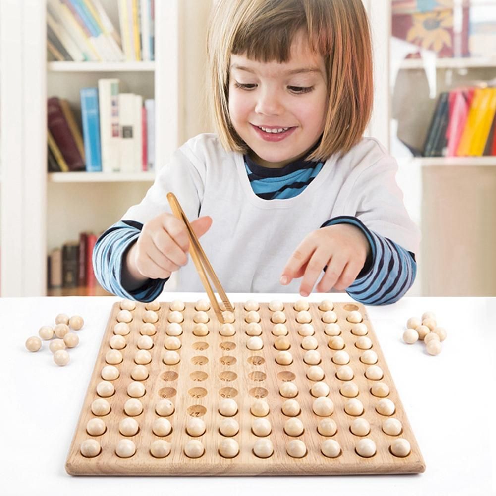 Clip Ball Number Toys Wooden Math Counting Toys Educational Wooden Peg Board Game for Preschool Toddler Kids