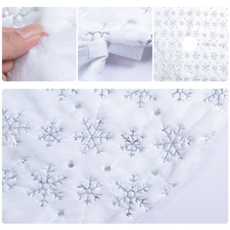 Christmas Tree Plush Sequin Embroidered Bottom Decorative Skirt, Size:120cm(Silver)