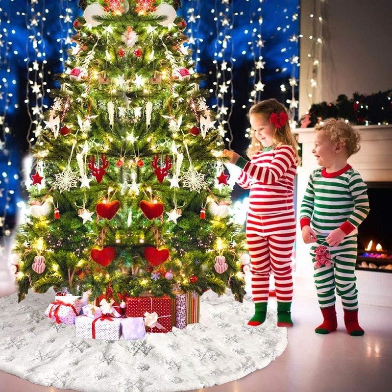 Christmas Tree Plush Sequin Embroidered Bottom Decorative Skirt, Size:120cm(Silver)
