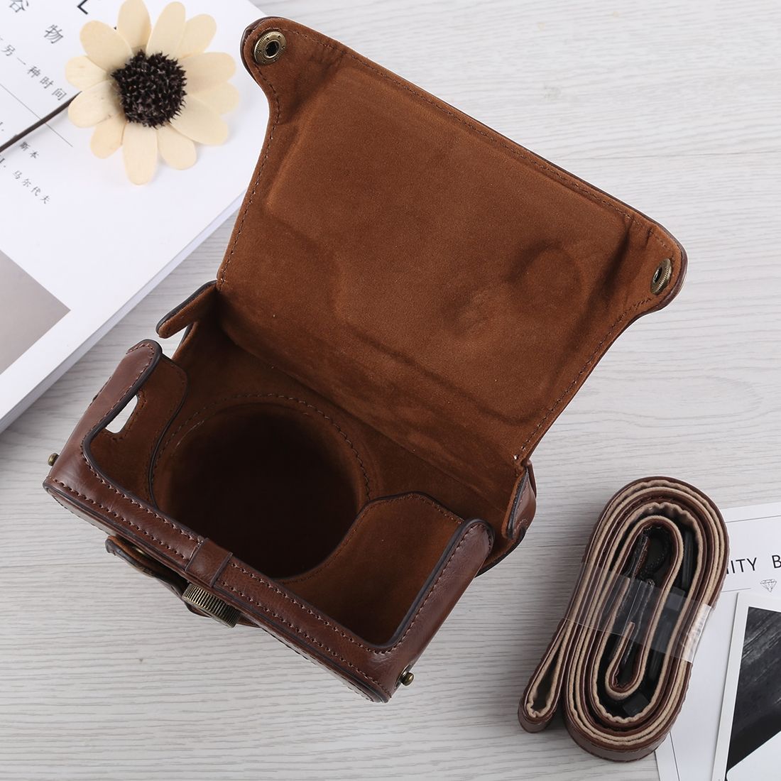 Full Body Camera PU Leather Case Bag With Strap For Fujifilm X100F (Coffee)