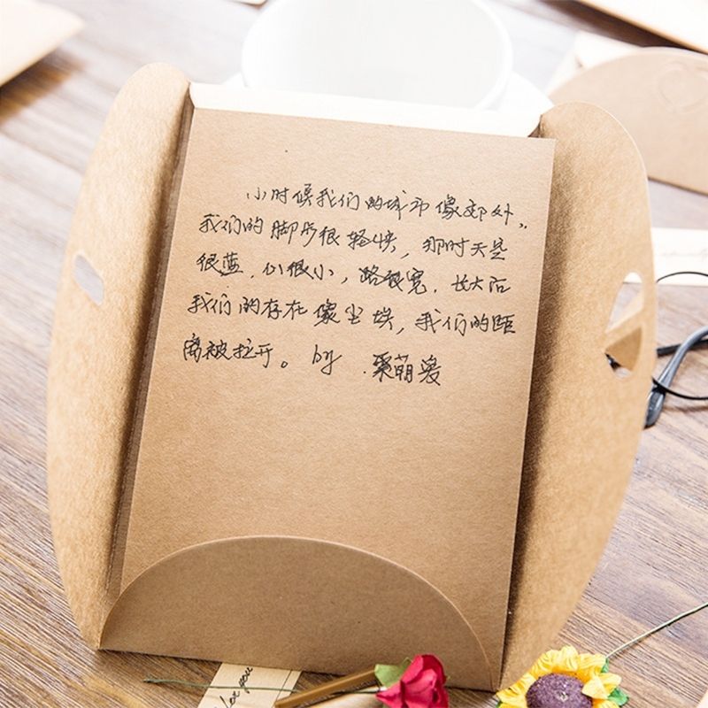 5 PCS Festival Creative DIY Retro Kraft Paper Handmade Large Dry Flower Greeting Card Birthday Card