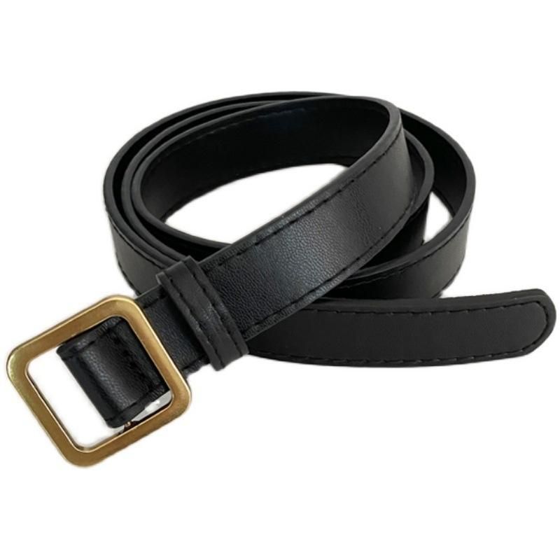 Square Buckle Women Belt Simple Vintage Students Waistband Adjust Fashion Casual No-hole Cummerbunds