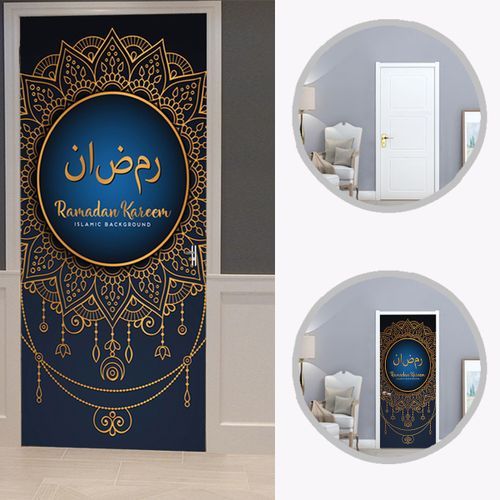 2PCS Muslim Eid Al-Fitr Door Wall Sticker 3D Self Adhesive D
