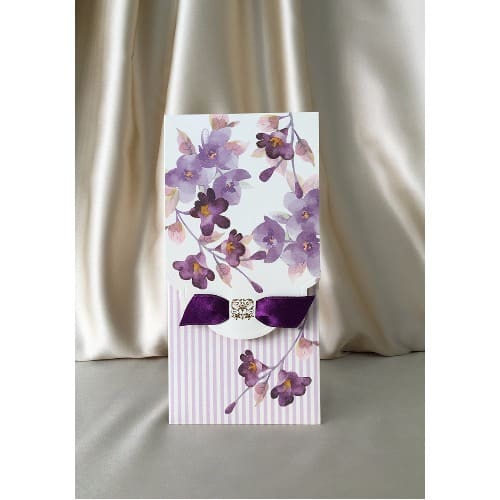 Pack of 100 Wedding Invitation Card - Purple -4003