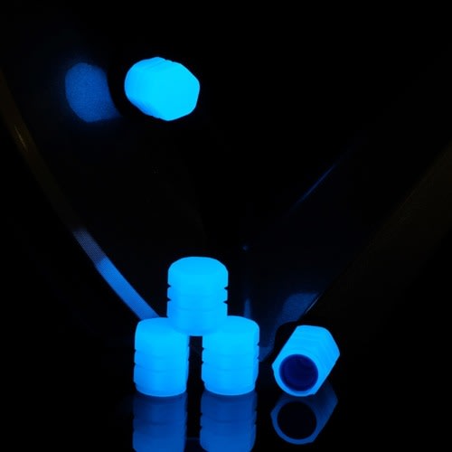 Luminous Tire Air Nozzle Cap Car Valve - 4 Pieces - Blue