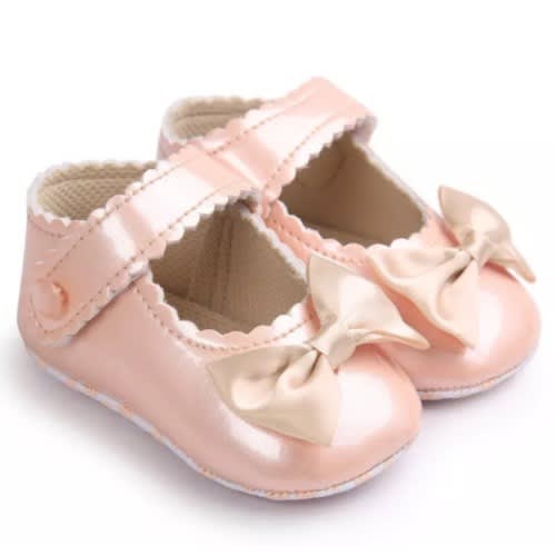 Newborn Baby Girls Bowknot Shoes - Nude
