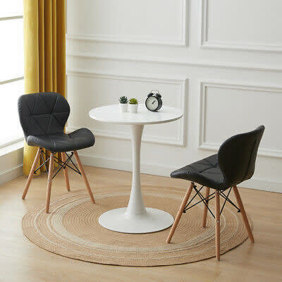 Padded Dining Chairs With Beechwood Legs -set Of 2-Black