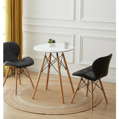 Padded Dining Chairs With Beechwood Legs -set Of 2-Black