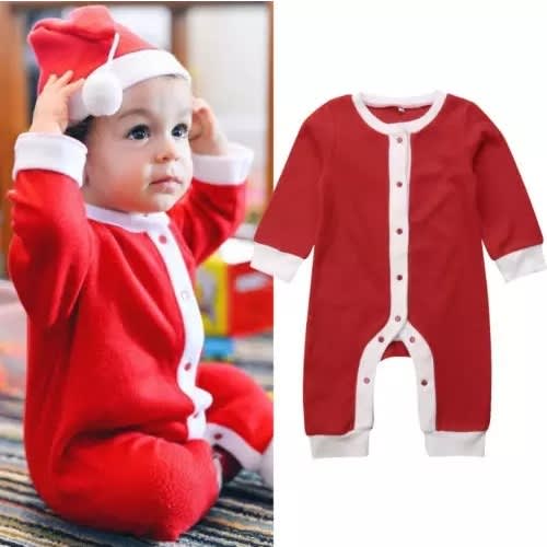 Santa Unisex Body Suit With Head Warmer - Red