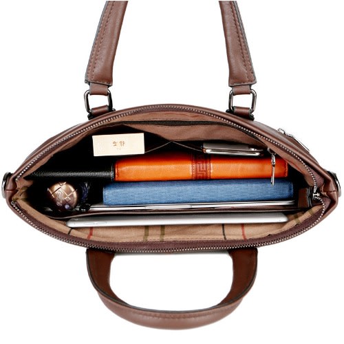 Leather Office Handbag - Men"s Laptop And Seminar Shoulder Bag