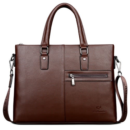 Leather Office Handbag - Men"s Laptop And Seminar Shoulder Bag