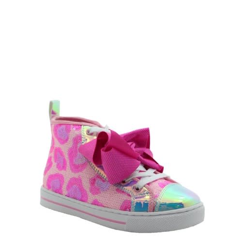 High Top Bow Leopard Sequin Sneakers