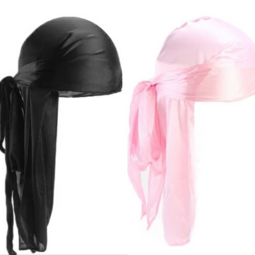 2 In 1 Silky Durags(black & Pink)