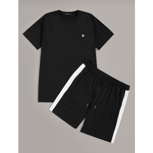 Black Top And Short With White Stripe