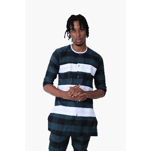Green Checkered Traditional Attire For Men