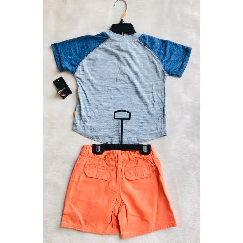 Boys Tshirt And Short Set- Orange And Blue