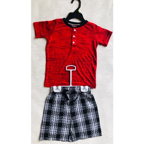 Boys T-Shirt And Short Sets -Red And Black