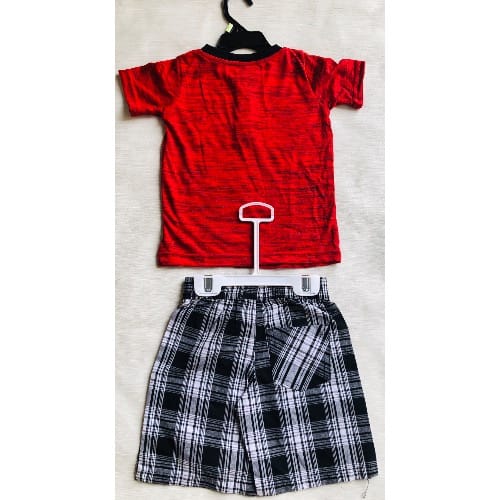 Boys T-Shirt And Short Sets -Red And Black