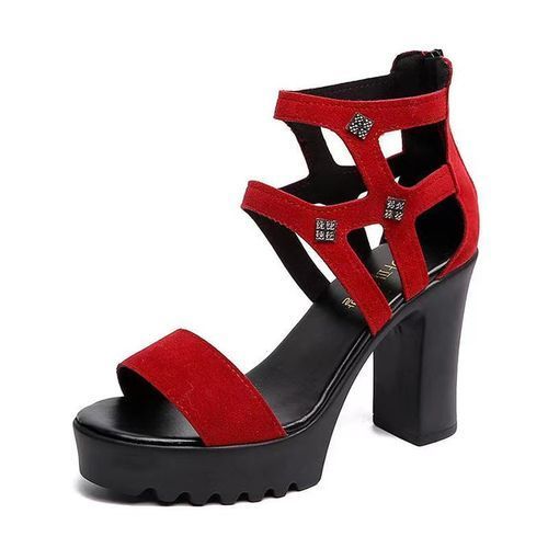 Roman Sandals Women High Heels Open Toe Thick Heel Platform