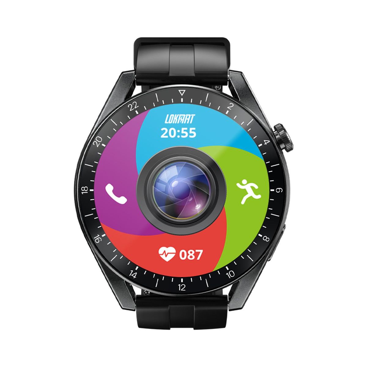 LOKMAT APPLLP 9 Smart Watch 1.43'' 400*400px Full-touch Screen 4G Independent Call Dual Chip&Dual Mode Android 10 OS 5MP Camera 2+16G Health/Fitness Monitor