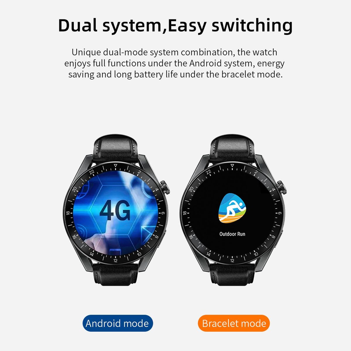 LOKMAT APPLLP 9 Smart Watch 1.43'' 400*400px Full-touch Screen 4G Independent Call Dual Chip&Dual Mode Android 10 OS 5MP Camera 2+16G Health/Fitness Monitor