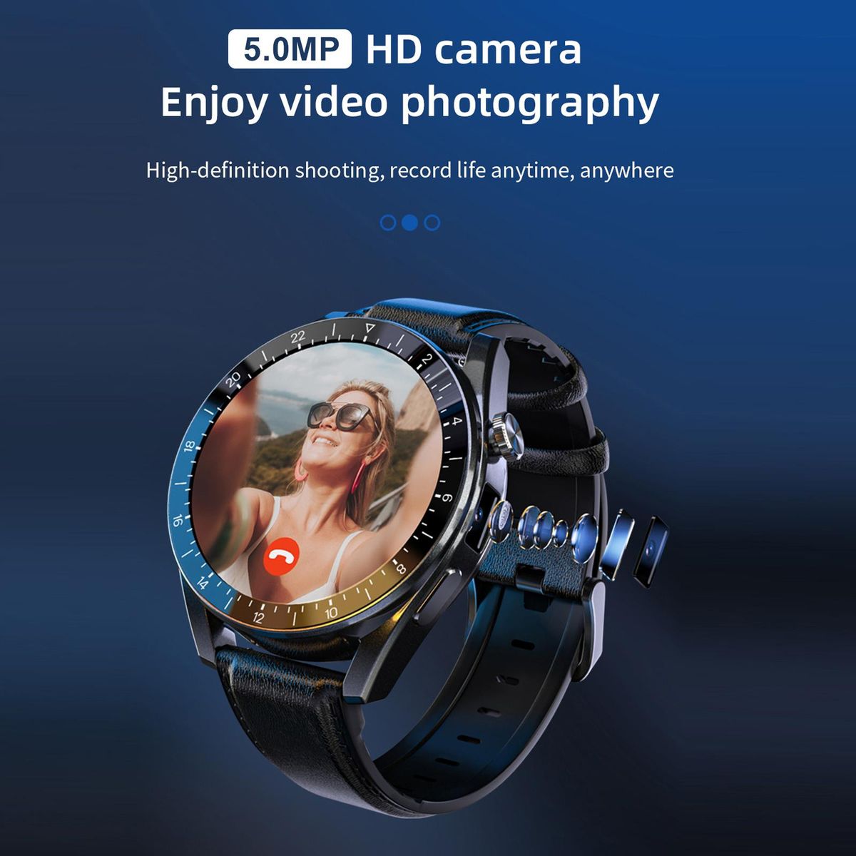 LOKMAT APPLLP 9 Smart Watch 1.43'' 400*400px Full-touch Screen 4G Independent Call Dual Chip&Dual Mode Android 10 OS 5MP Camera 2+16G Health/Fitness Monitor