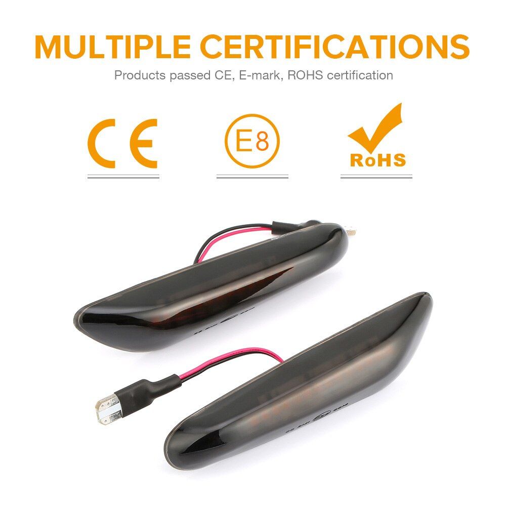 2PCS Smoke Lens Dynamic Flowing LED Turn Signal Side Marker Light Blinker Lamp For BMW E90 E91 E92