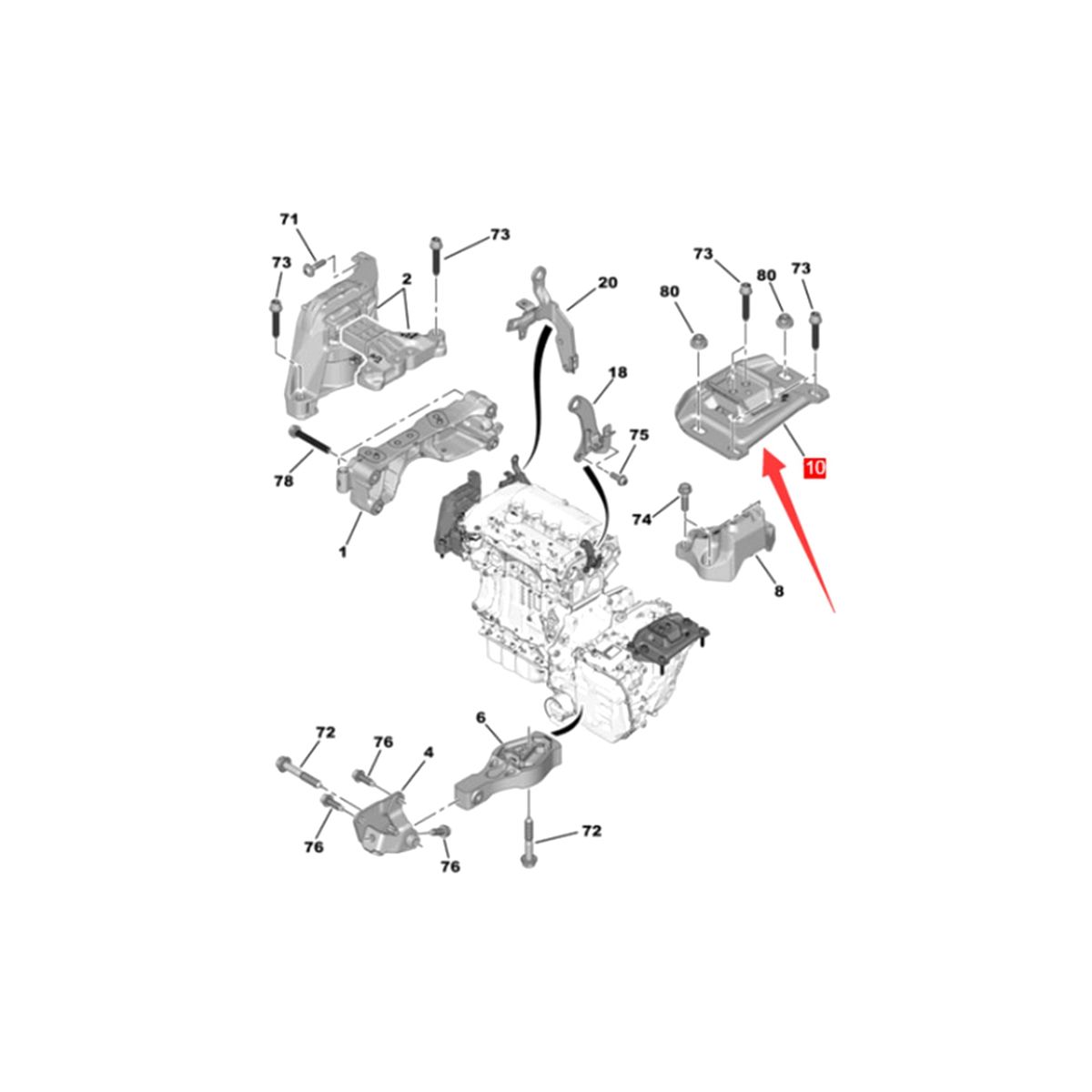 9673768480 Engine Elastic Gearbox Mounting Bracket Mount