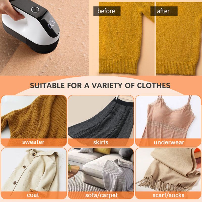 USB Rechargeable Lint Remover Fuzz Pill Remover Clothes  2000mAh With LED Display 3 Speeds For Sweater Furniture Trimmer WJ