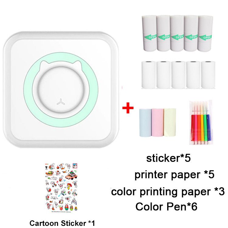 Mini Printer, Photo Printer Compatible With IPhone Android Green