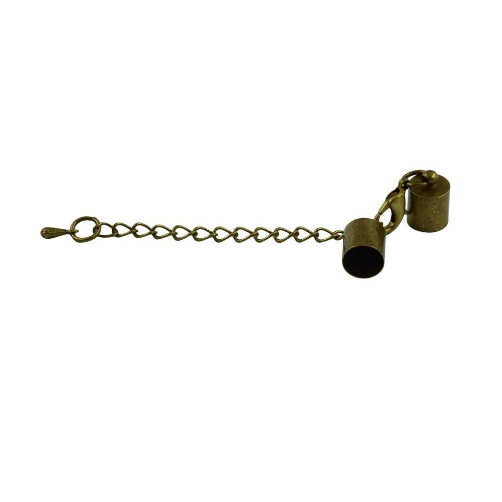 12 Sets Necklace Extender Chain With Cord End   Connector Bronze