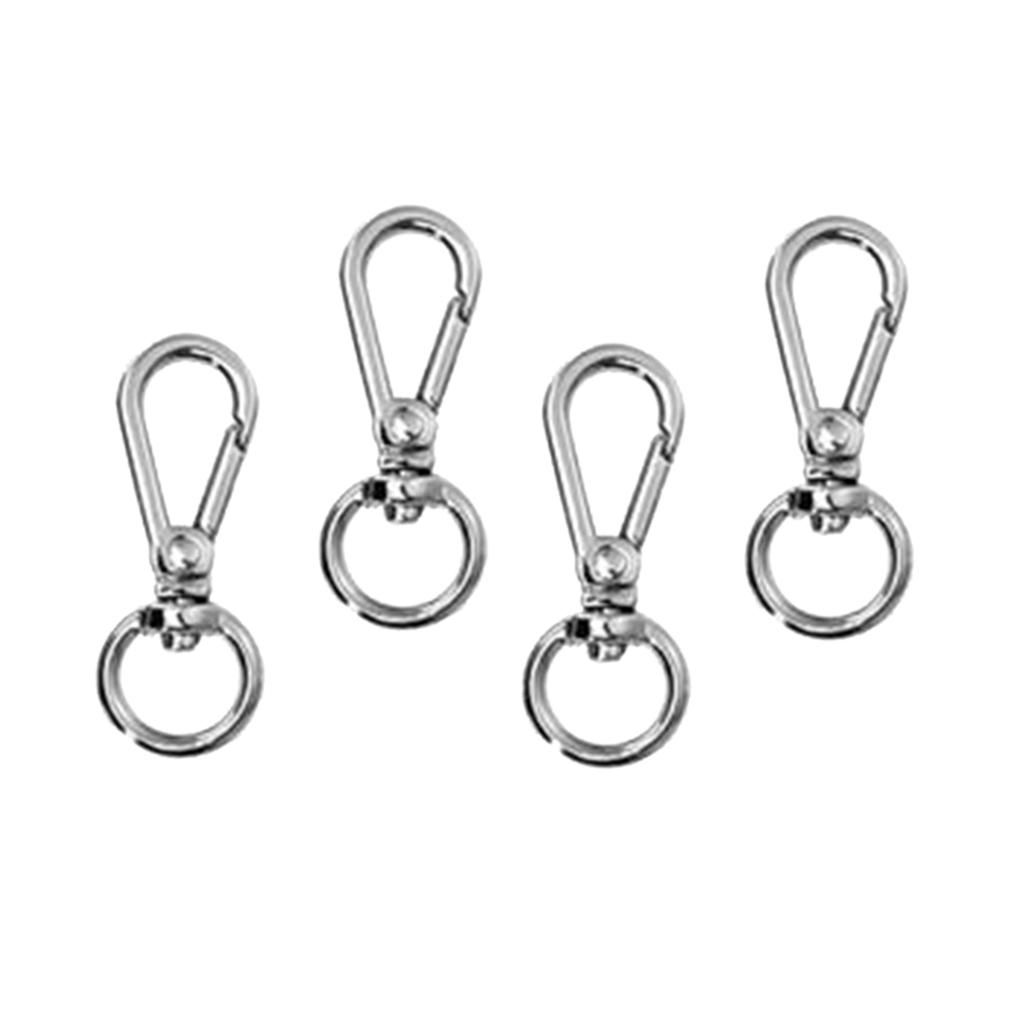 4x Metal Lanyard Hook Swivel Snap Lobster Clasp Clips Bag Key Silver