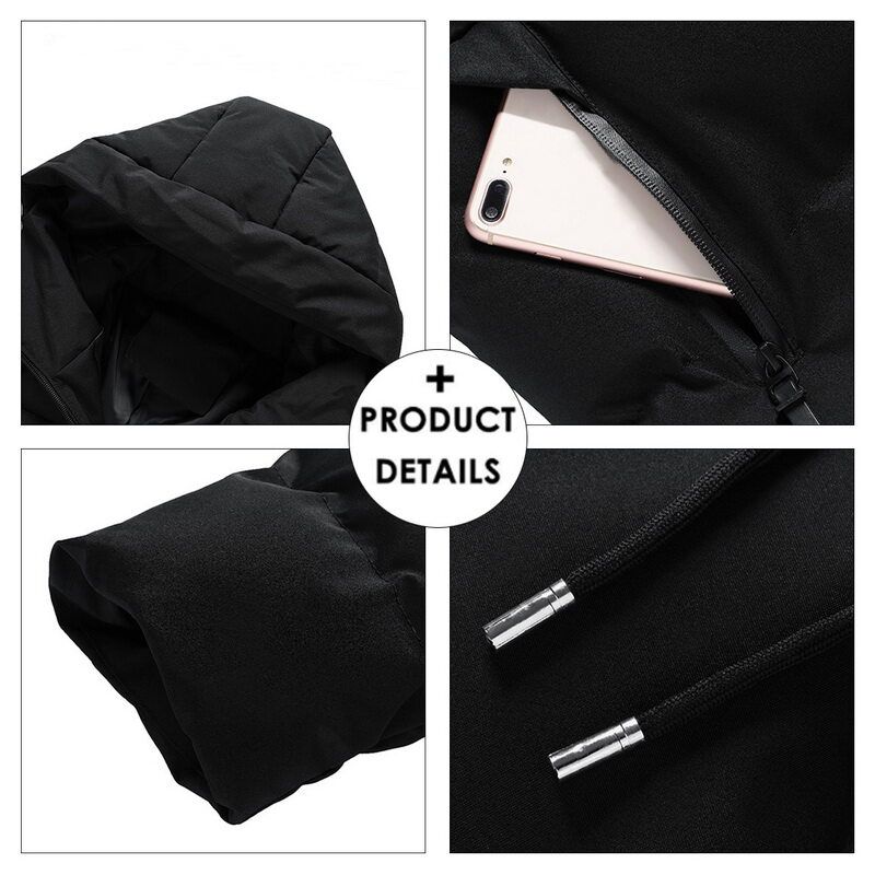Men Winter Jacket Casual Hooded Padded Warm Down Padded Jacket