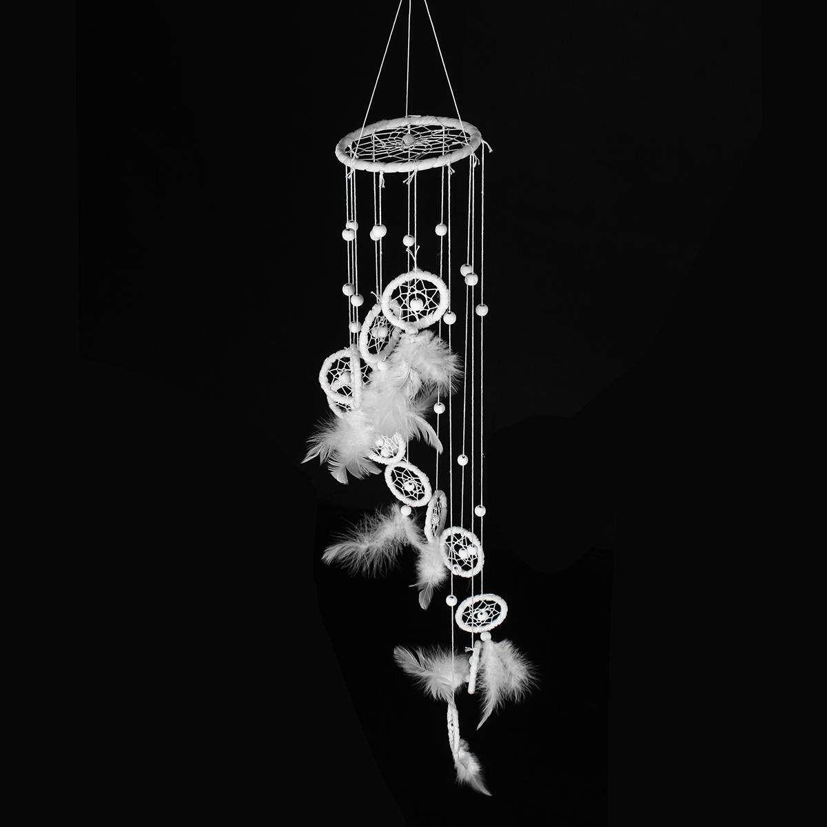 Large Handmade Dream Catcher With White Feathers Bead Kids Room Decor Ornament White (white)