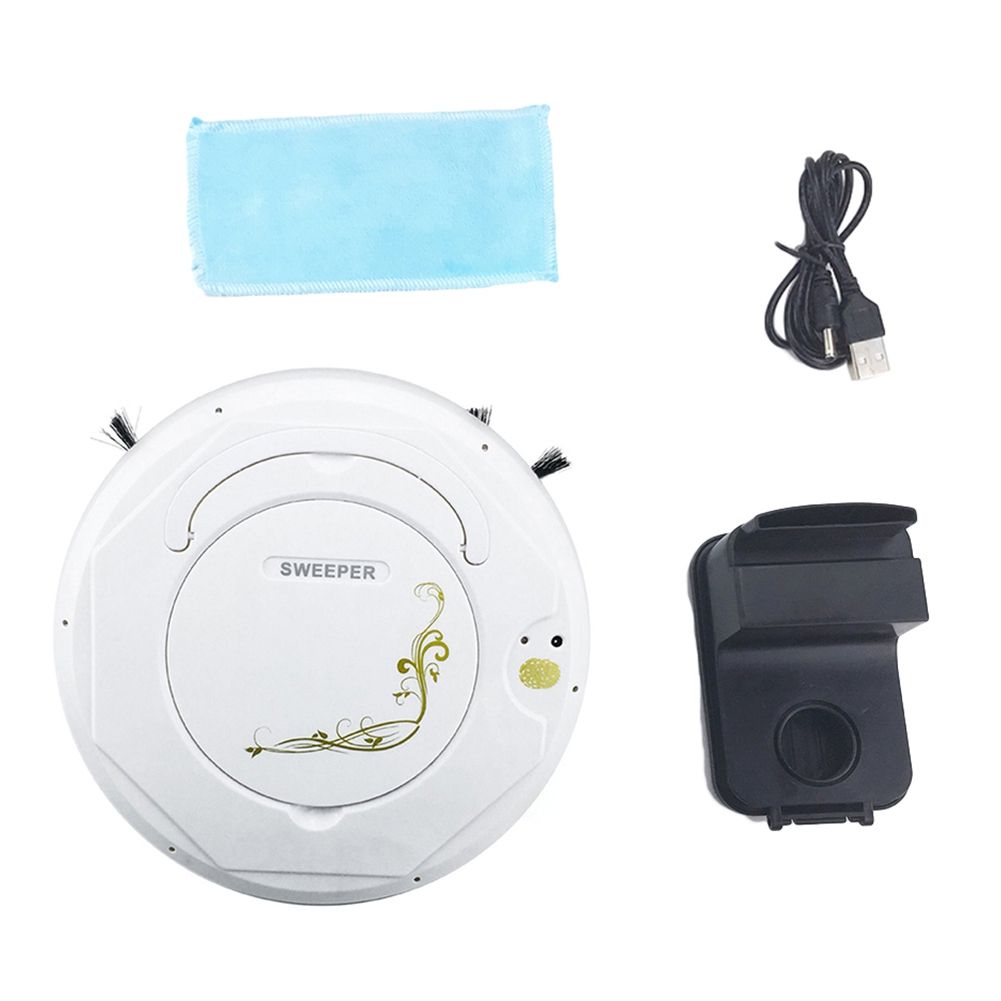 Smart Auto Rechargeable Dry Wet Mop Sweeping Robot-White