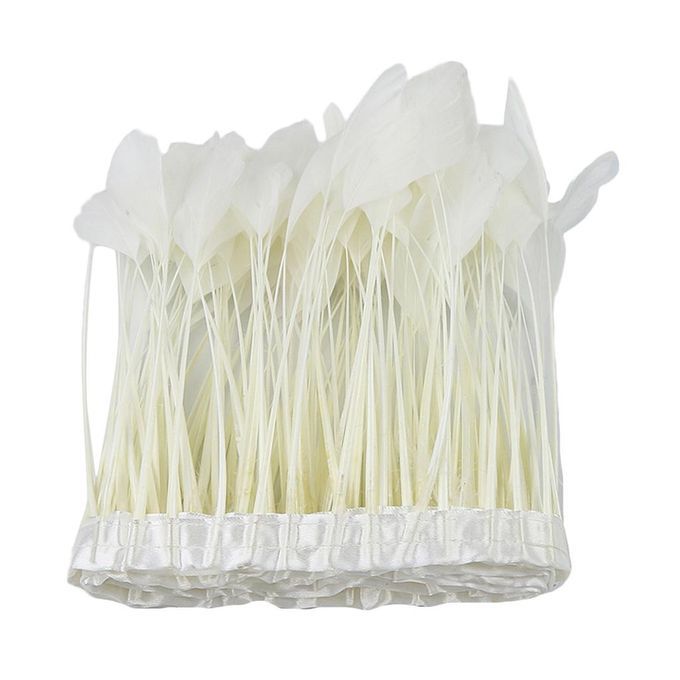2m White Feather Fringe Trims Sewing Skirt Hem Costume Decor Craft J