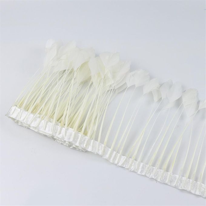 2m White Feather Fringe Trims Sewing Skirt Hem Costume Decor Craft J