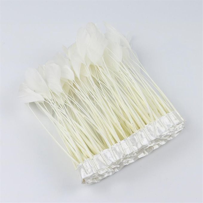 2m White Feather Fringe Trims Sewing Skirt Hem Costume Decor Craft J