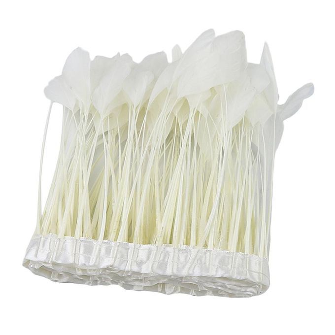 2m White Feather Fringe Trims Sewing Skirt Hem Costume Decor Craft J