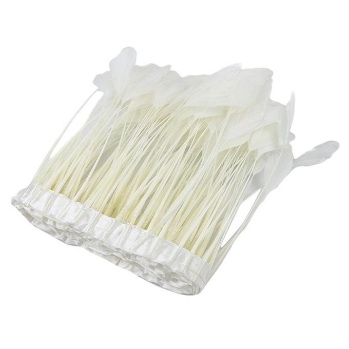 2m White Feather Fringe Trims Sewing Skirt Hem Costume Decor Craft J