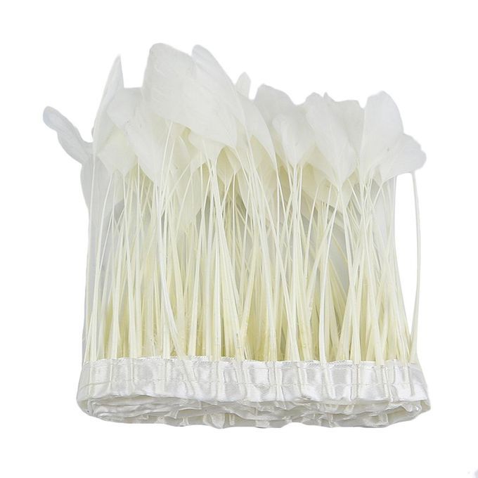 2m White Feather Fringe Trims Sewing Skirt Hem Costume Decor Craft J