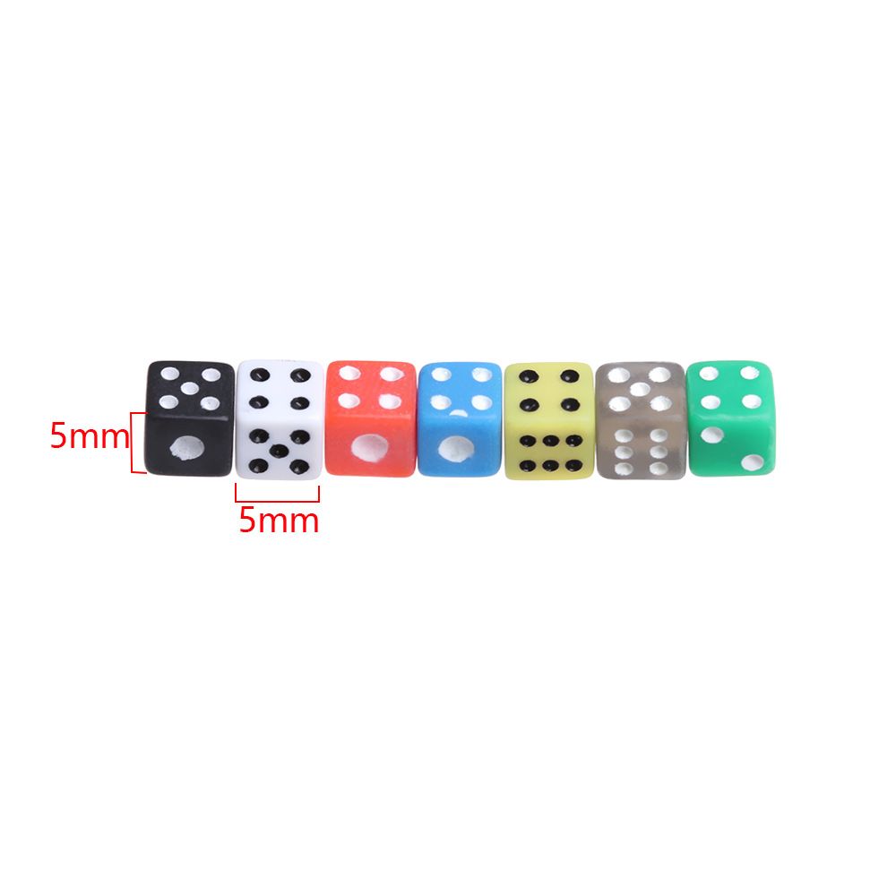 50 Pcs/bag 6 Sided Portable Table Games Dice 5mm Acrylic