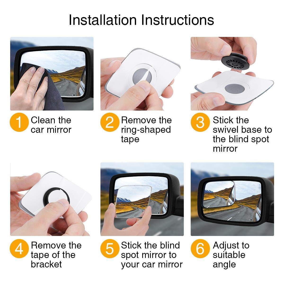 RM10 Blind Spot Mirrors Custom Fit Blind Spot Mirror For 4th Gen Ram Trucks (2009-2018) Improves Visibility Great Material 2.5"x2.5"