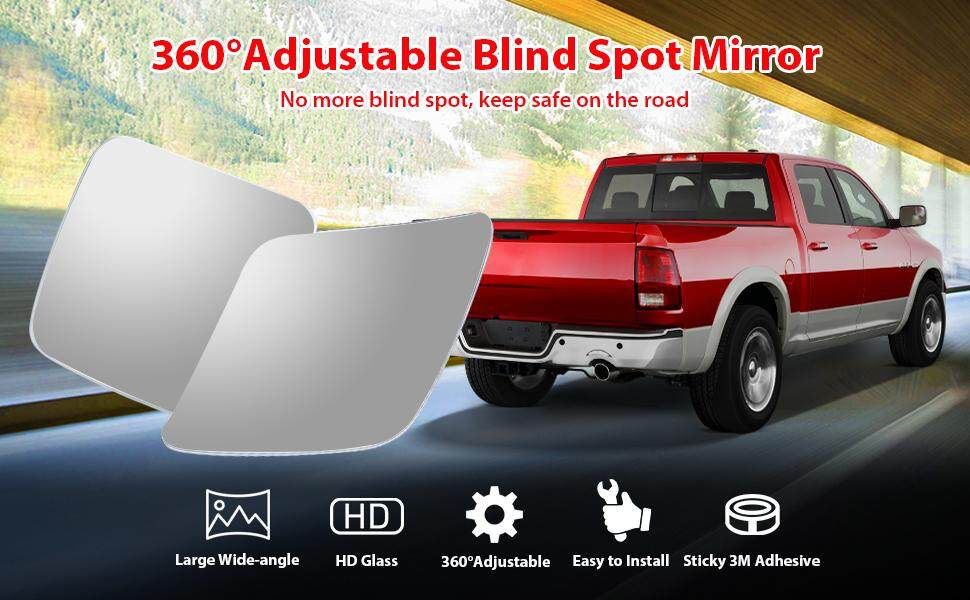 RM10 Blind Spot Mirrors Custom Fit Blind Spot Mirror For 4th Gen Ram Trucks (2009-2018) Improves Visibility Great Material 2.5"x2.5"