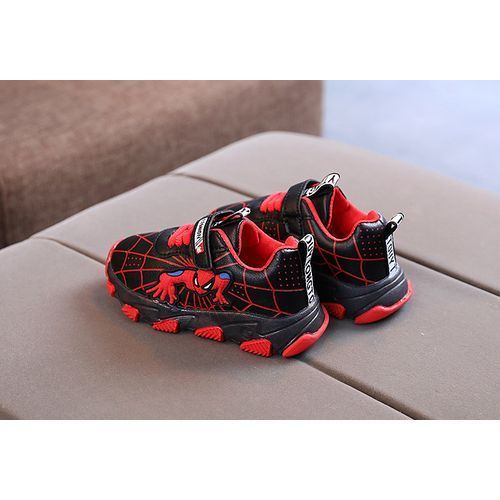 Children's Shoes [Luminous*Keep Warm*Leather Surface*Spiderman]-Black