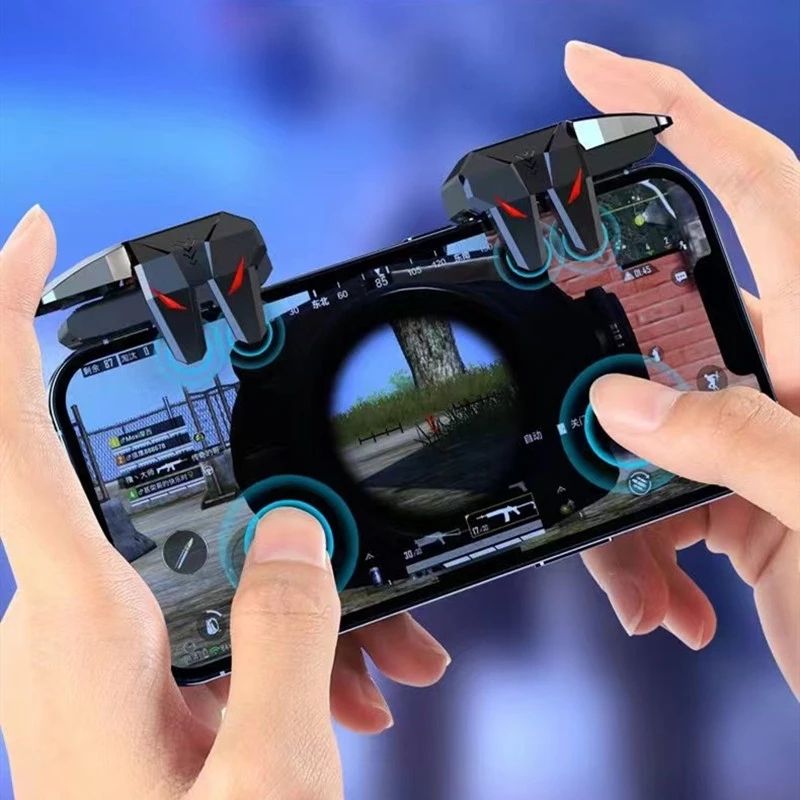 S1 6 Fingers Game Trigger Joystick Aim Shooting For PUBG Mobile Phone Gaming Accessorie L1R1 Alloy Key Button For IPhone Android