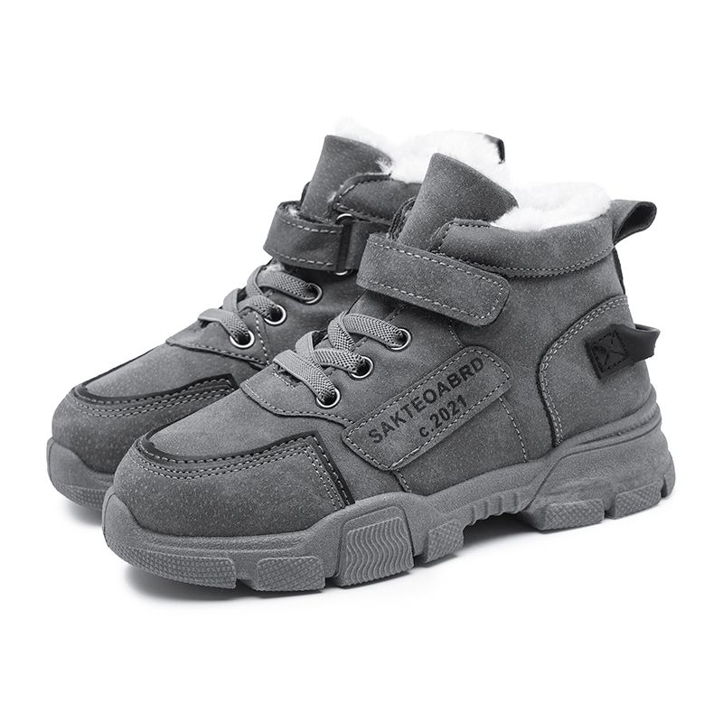 Kid's Antifreeze Martin Boots Plush Lining Snow Boots-Grey