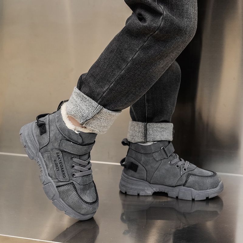 Kid's Antifreeze Martin Boots Plush Lining Snow Boots-Grey