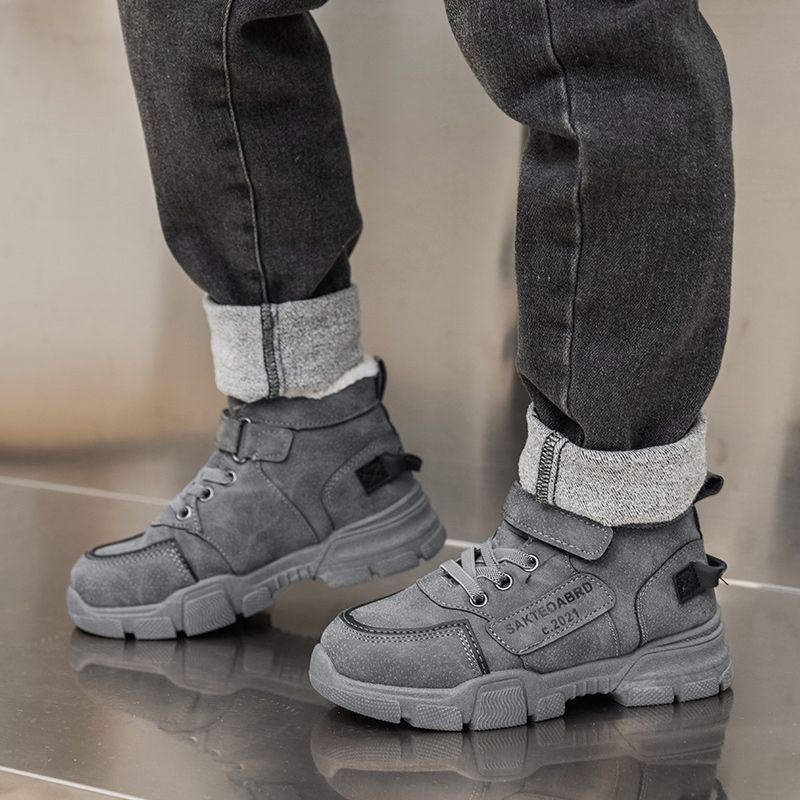 Kid's Antifreeze Martin Boots Plush Lining Snow Boots-Grey